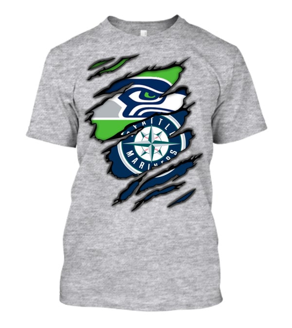 Seattle Seahawks Seattle Mariners Logo Fusion T-Shirt