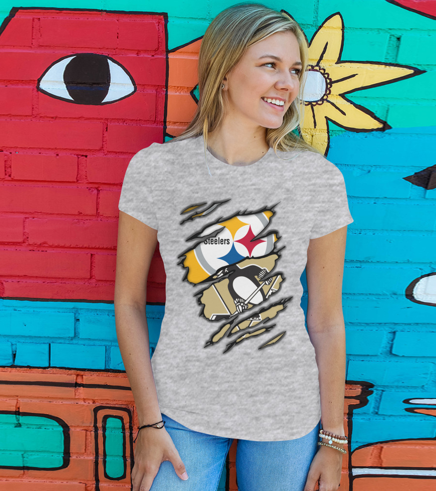 Steelers Penguins Ripped Claw T-Shirt