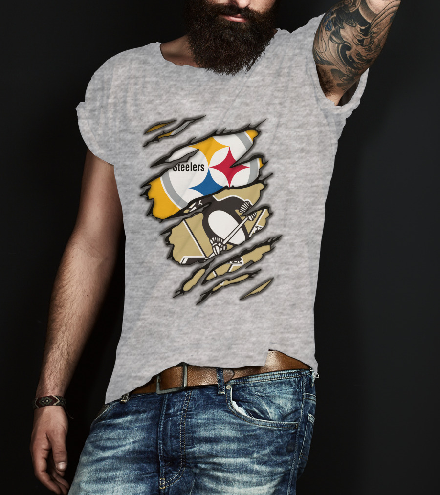 Steelers Penguins Ripped Claw T-Shirt
