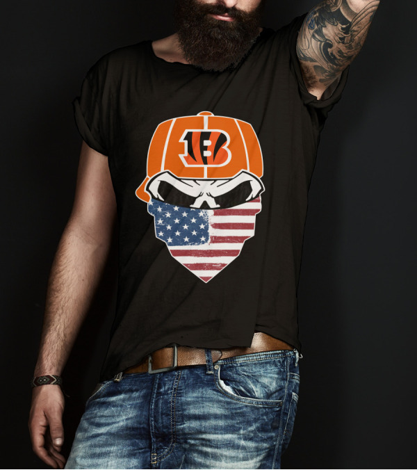 Bengals Skull American Flag Bandana T-Shirt