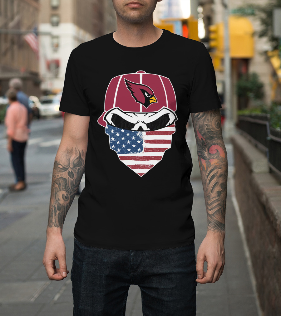 Cardinals Skull American Flag Bandana T-Shirt