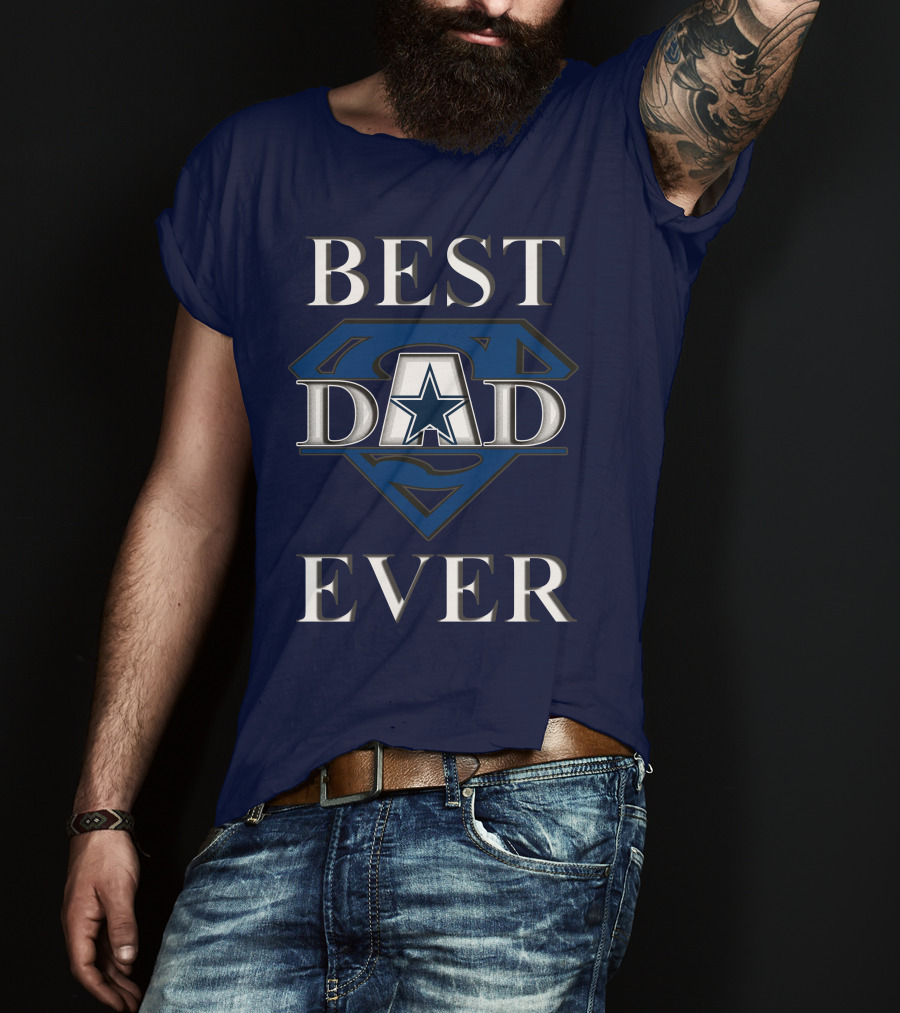 Best Dad Ever Cowboys Star Logo Super Hero T-Shirt