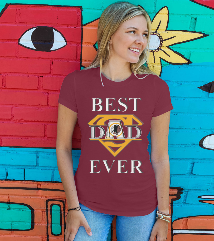 Best Dad Ever Redskins Logo Superman Symbol T-Shirt