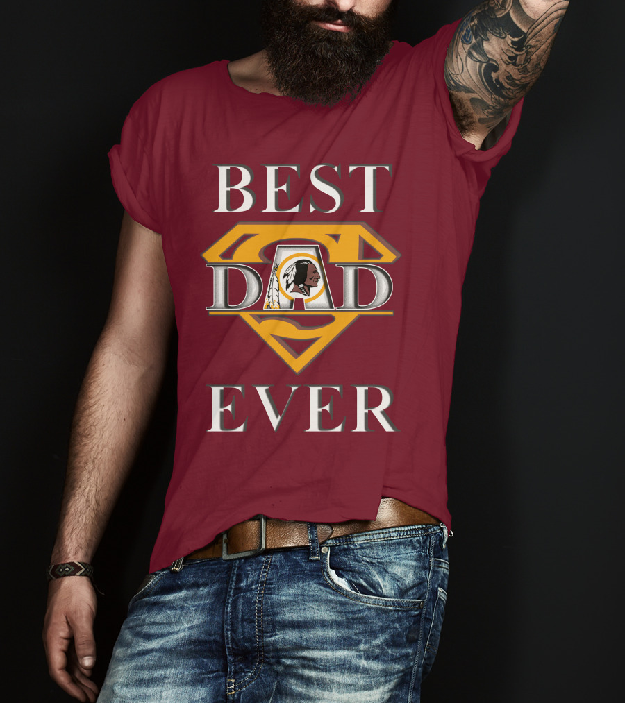 Best Dad Ever Redskins Logo Superman Symbol T-Shirt