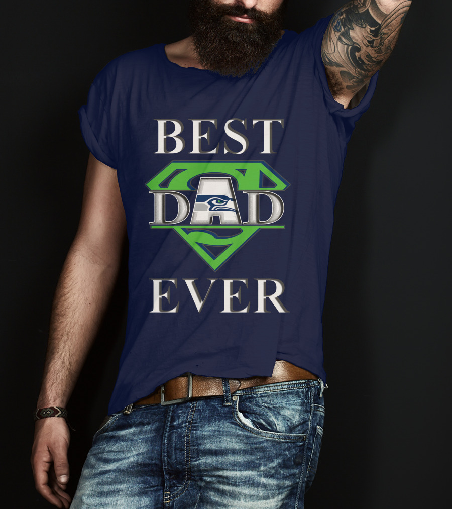 Seahawks Best Dad Ever Superhero T-Shirt