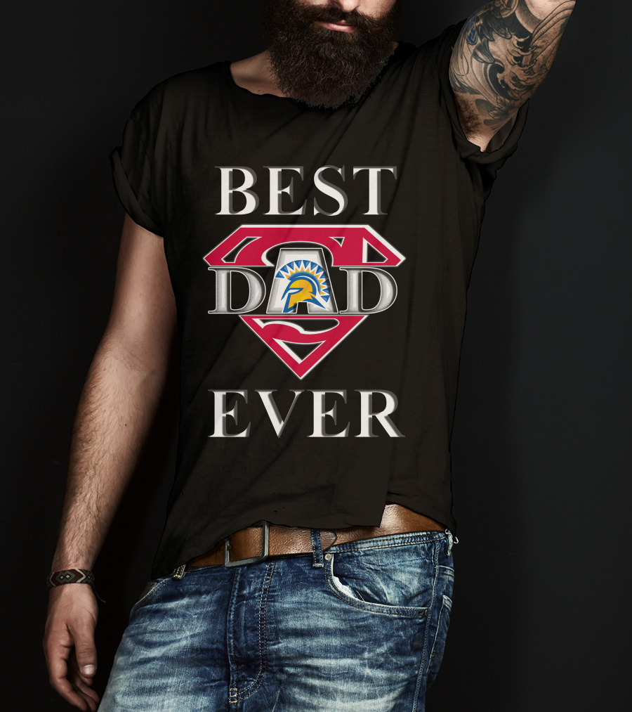 San Jose State Spartans Best Dad Ever Superhero Emblem T-Shirt