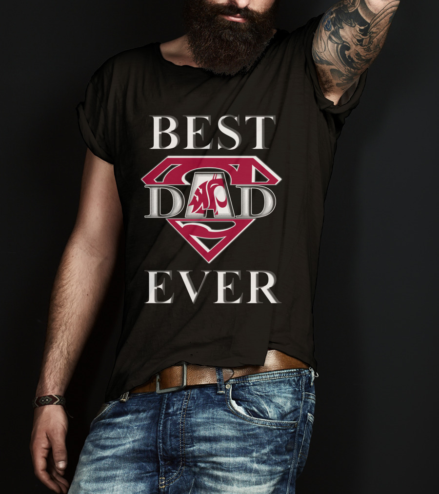 Best Dad Ever Washington State Cougars Superman T-Shirt