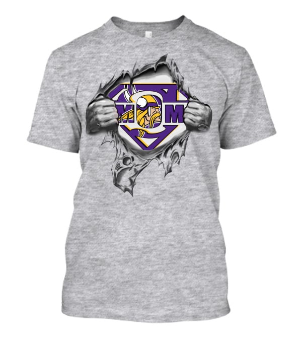 Vikings Super Mom Shield Torn Reveal T-Shirt