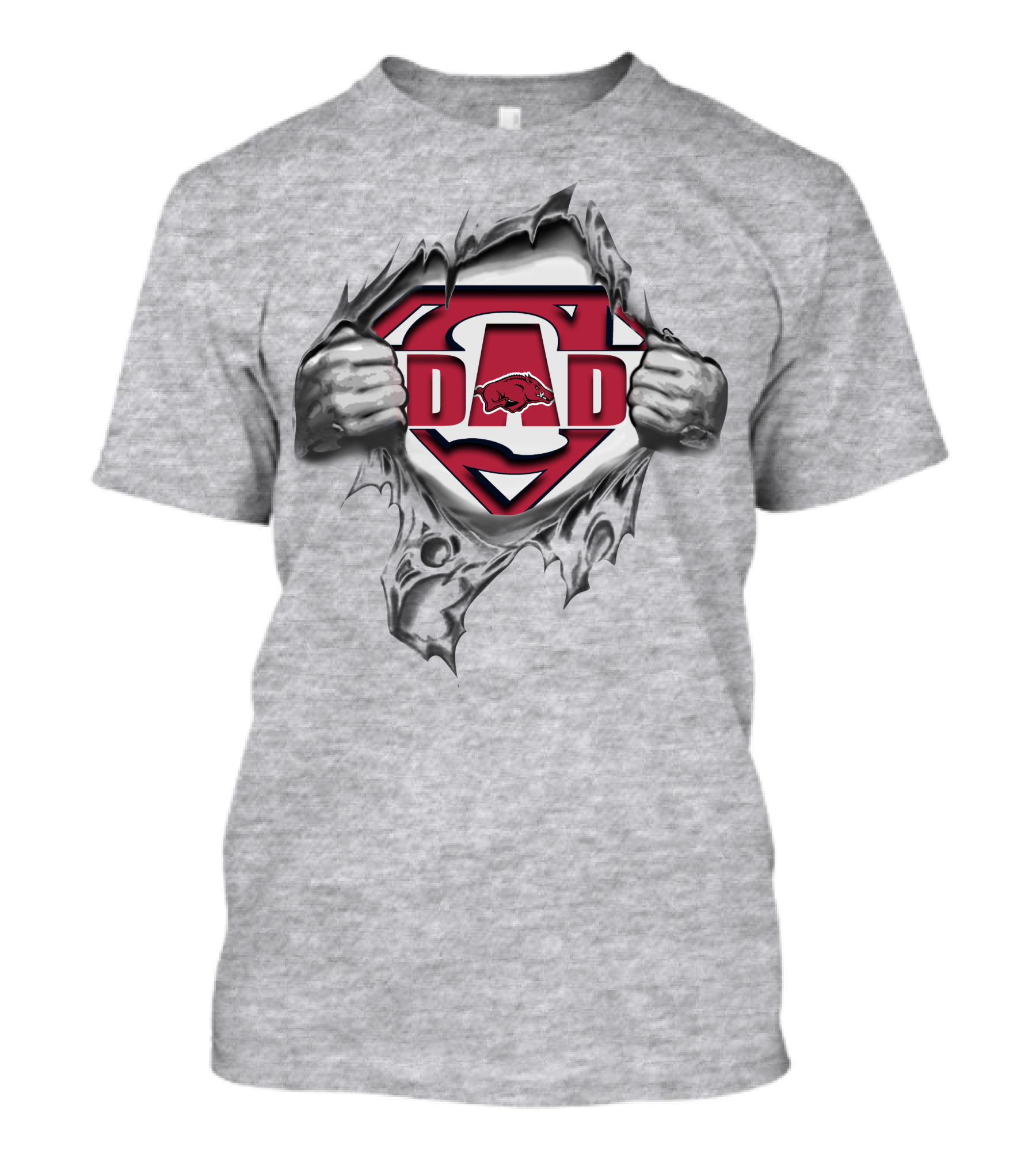 Arkansas Razorbacks Super Dad Logo With Superman Style And Hog Symbol T-Shirt