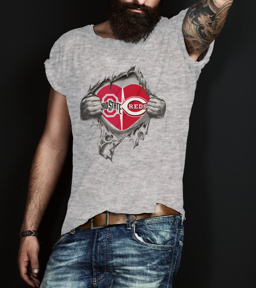 Ohio State Buckeyes Reds Heart Logo Peel T-Shirt