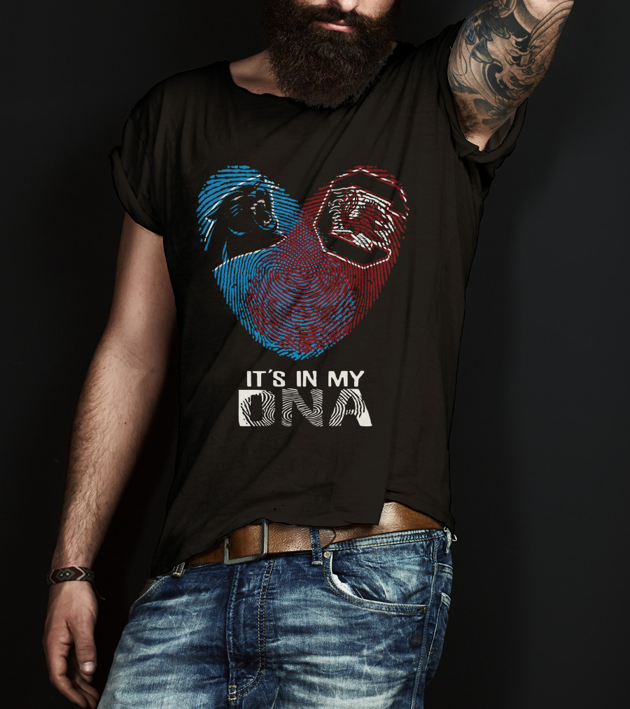 Panthers Gamecocks Fingerprint Heart It's In My Dna T-Shirt
