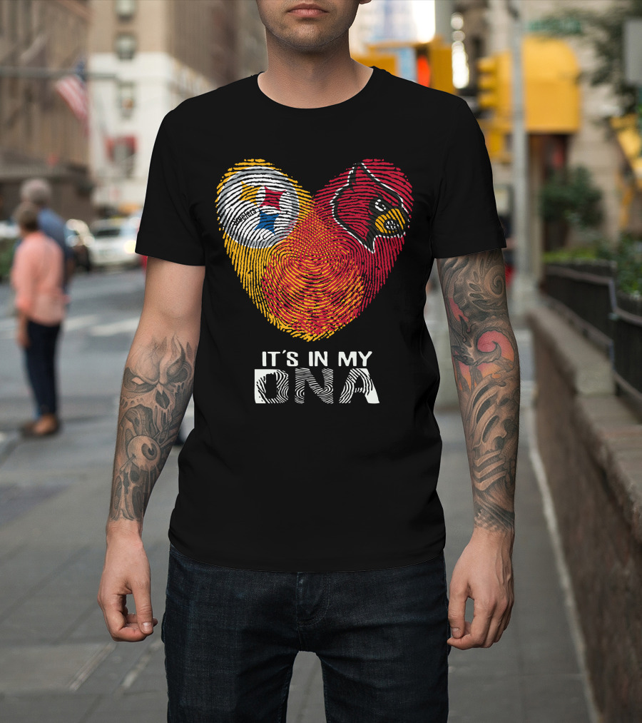 Steelers Cardinals It's In My Dna Football Team Pride Fingerprint T-Shirt