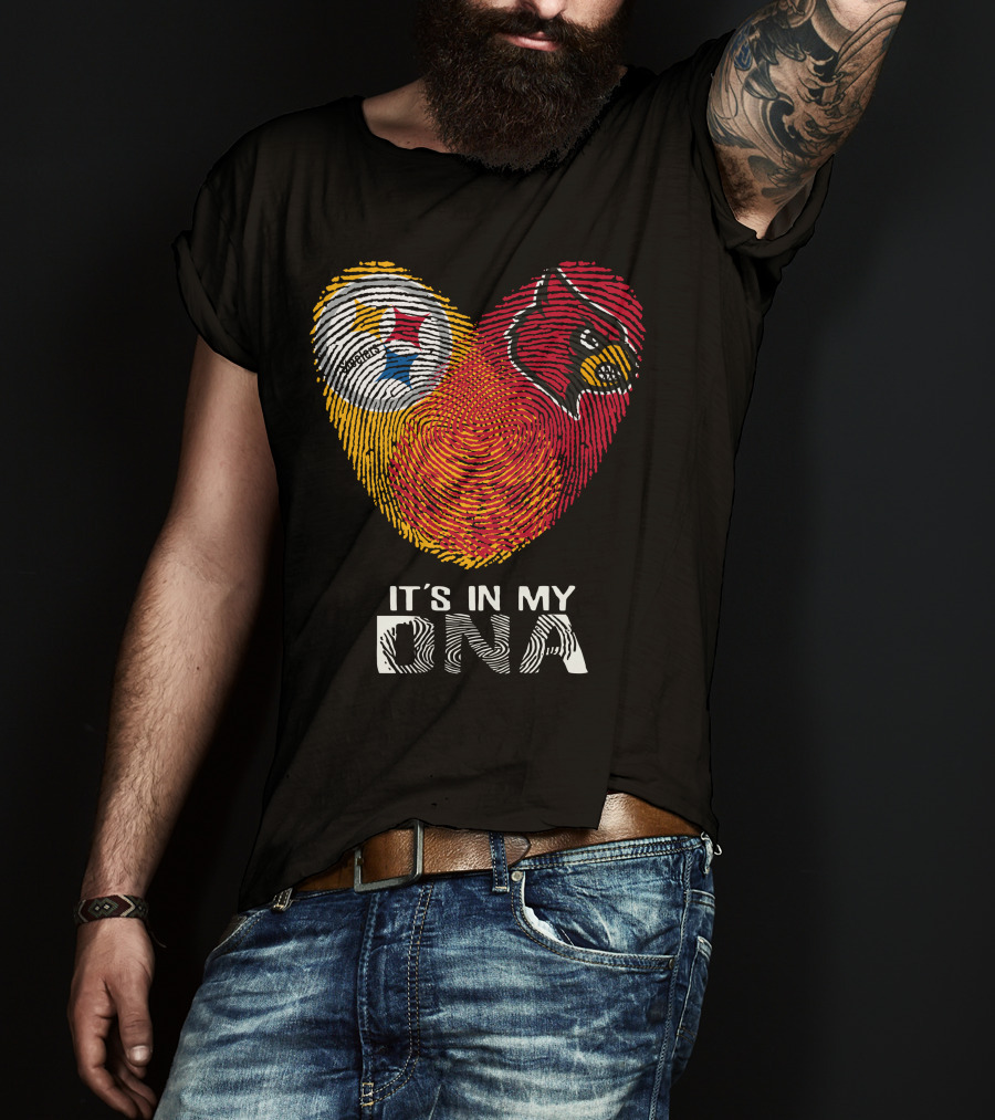 Steelers Cardinals It's In My Dna Football Team Pride Fingerprint T-Shirt