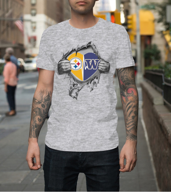 Shirt: Steelers Washington Huskies Heart Logo Fan Passion T-Shirt Steelers Washington Huskies Heart Logo Fan Passion T-Shirt