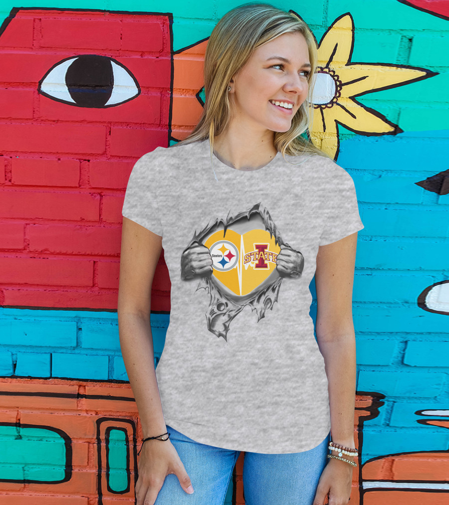 Steelers Iowa State Heart With Torn Hands T-Shirt