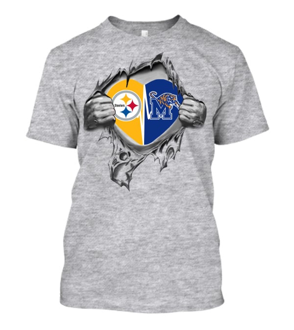 Steelers Memphis Tigers Heart T-Shirt
