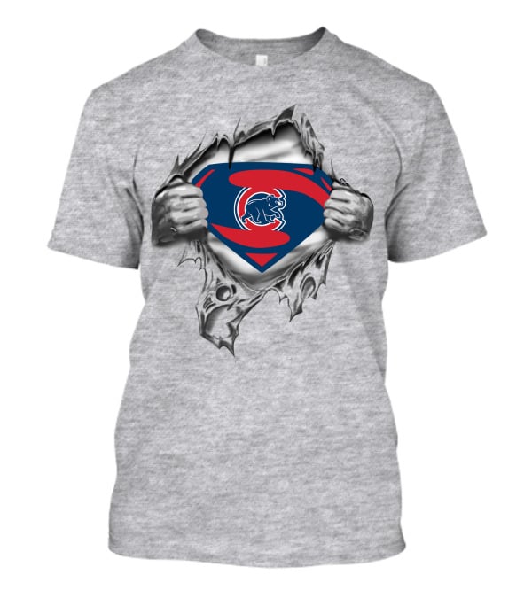 Cubs Superman Chest Hybrid With Cracked Logo Appearance T-Shirt