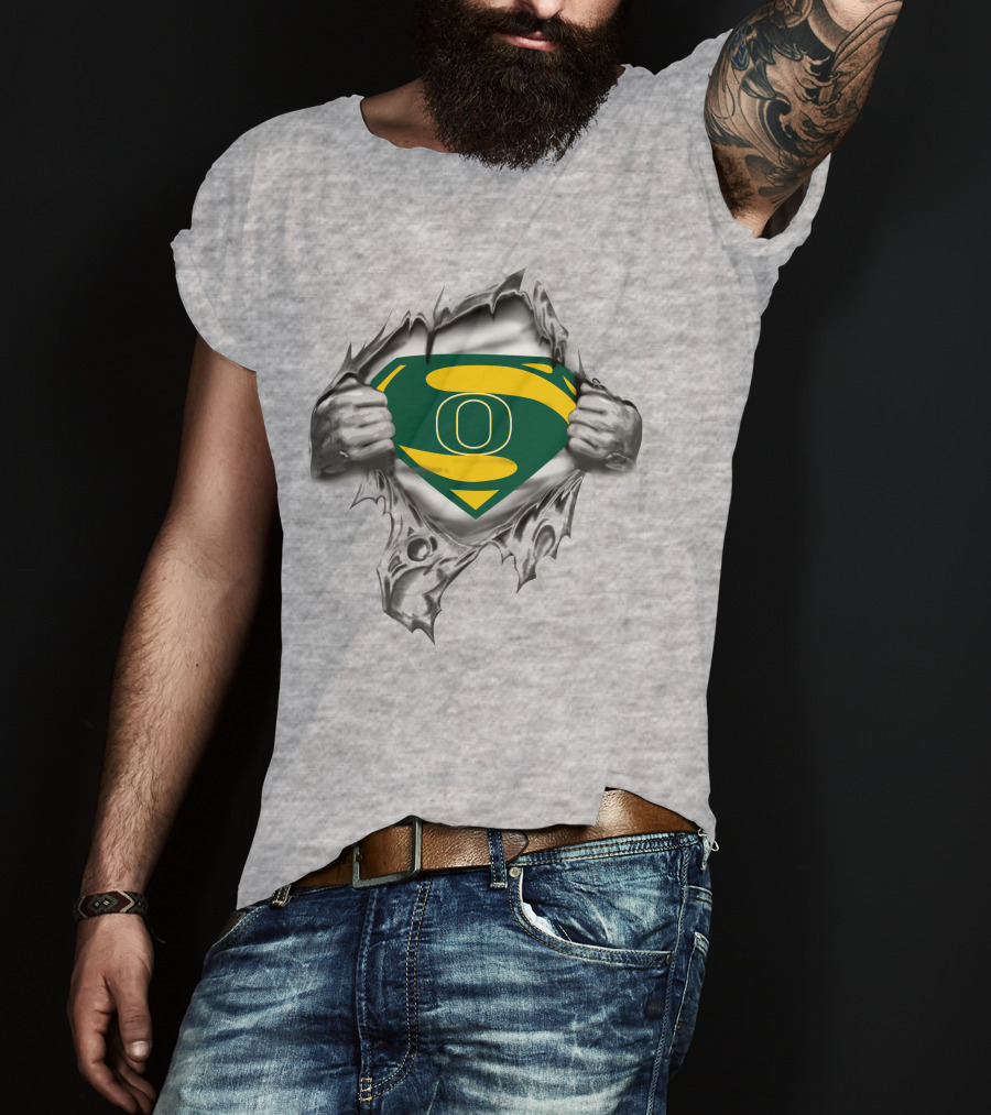 Oregon Ducks Superman Logo Rip T-Shirt