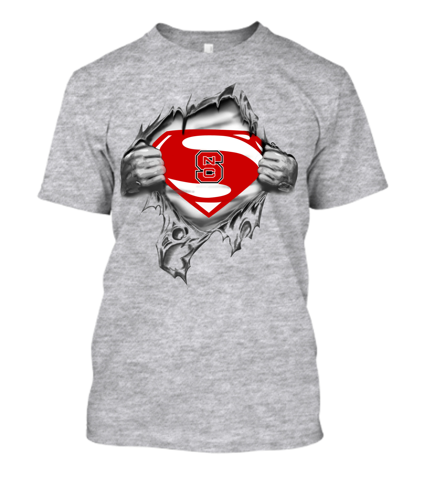 Nc State Superman Logo Revealed Under Torn Fabric T-Shirt