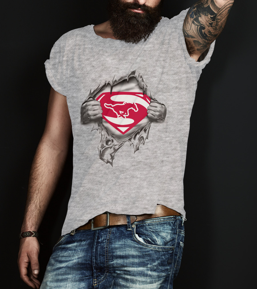 SMU Mustang Super Man Shield T-Shirt