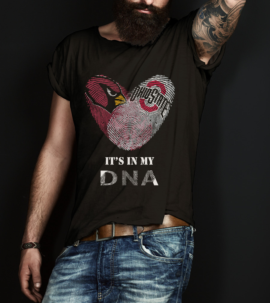 Cardinals Ohio State Buckeyes Fingerprint Heart It's In My DNA T-Shirt
