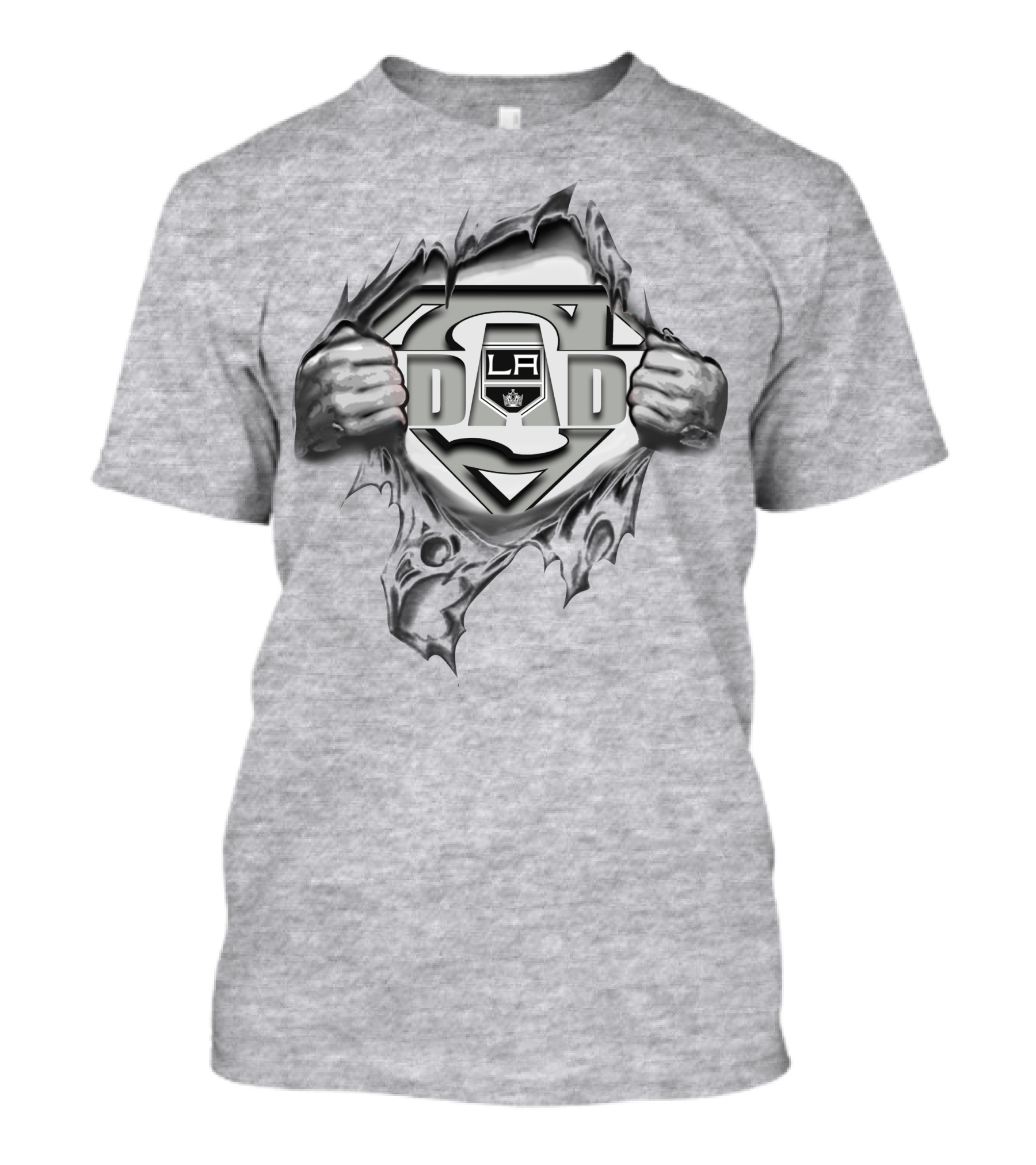 Los Angeles Kings Super Dad Emblem With Shield And Torn T-Shirt