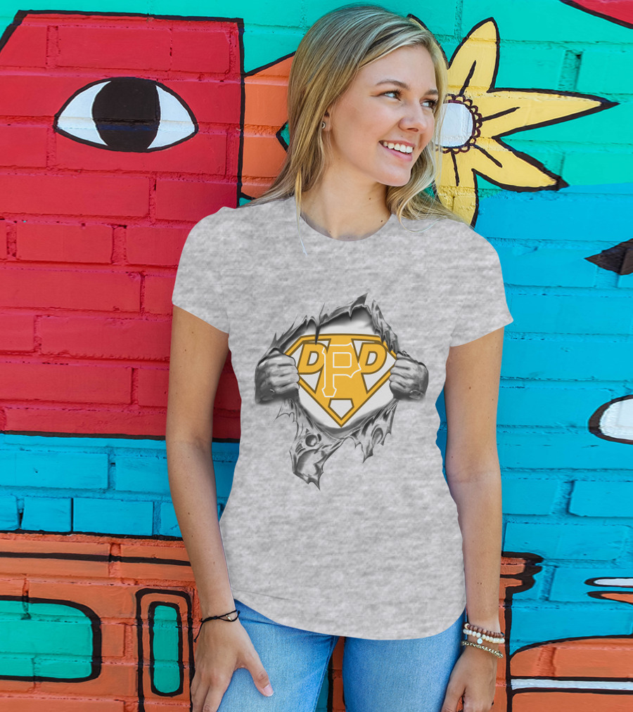 Pittsburgh Pirates Super Dad Logo Design With Ripped Chest Graphic Featuring Team Symbol T-Shirt