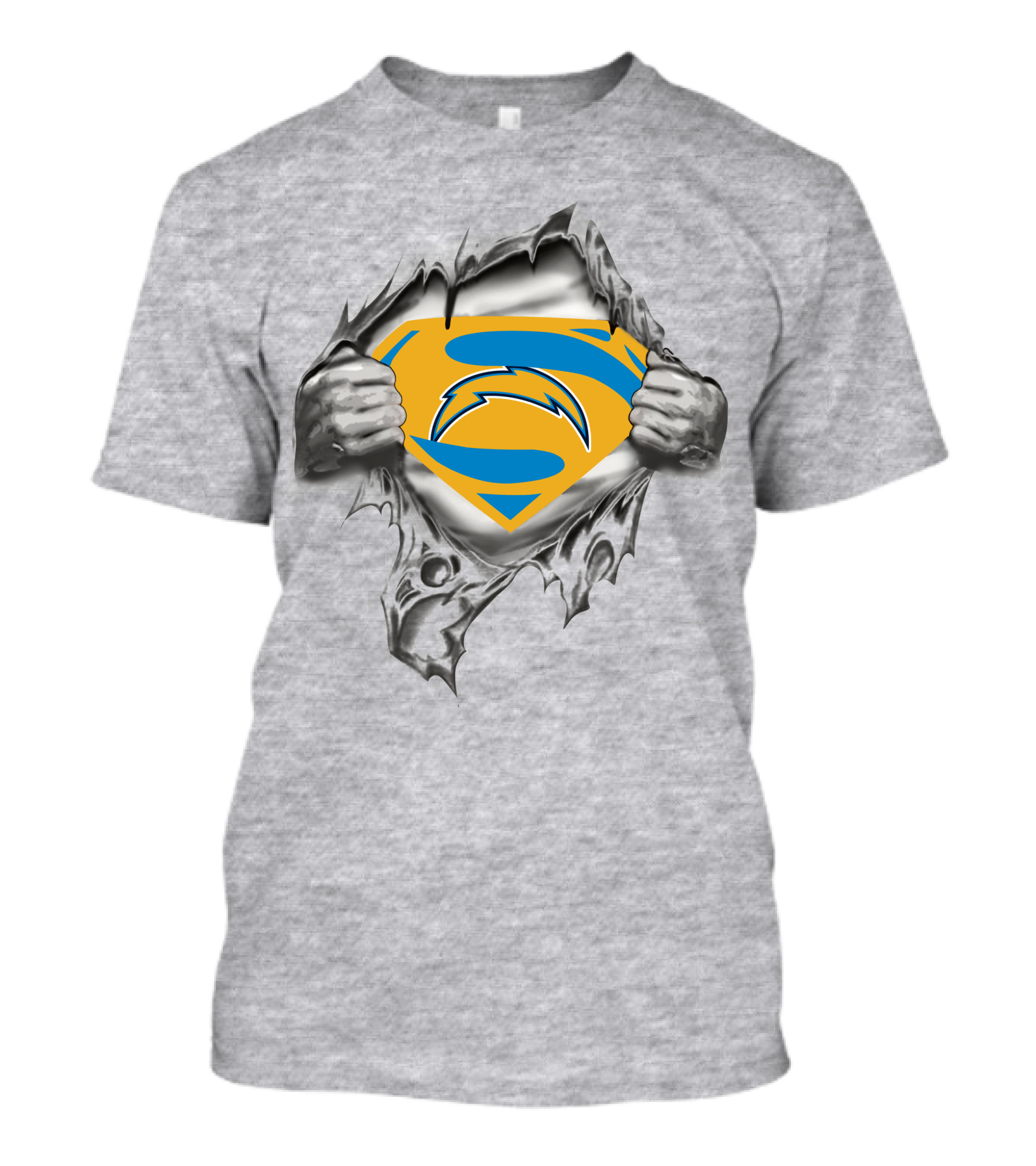 Chargers Superman Logo With Lightning Bolt T-Shirt