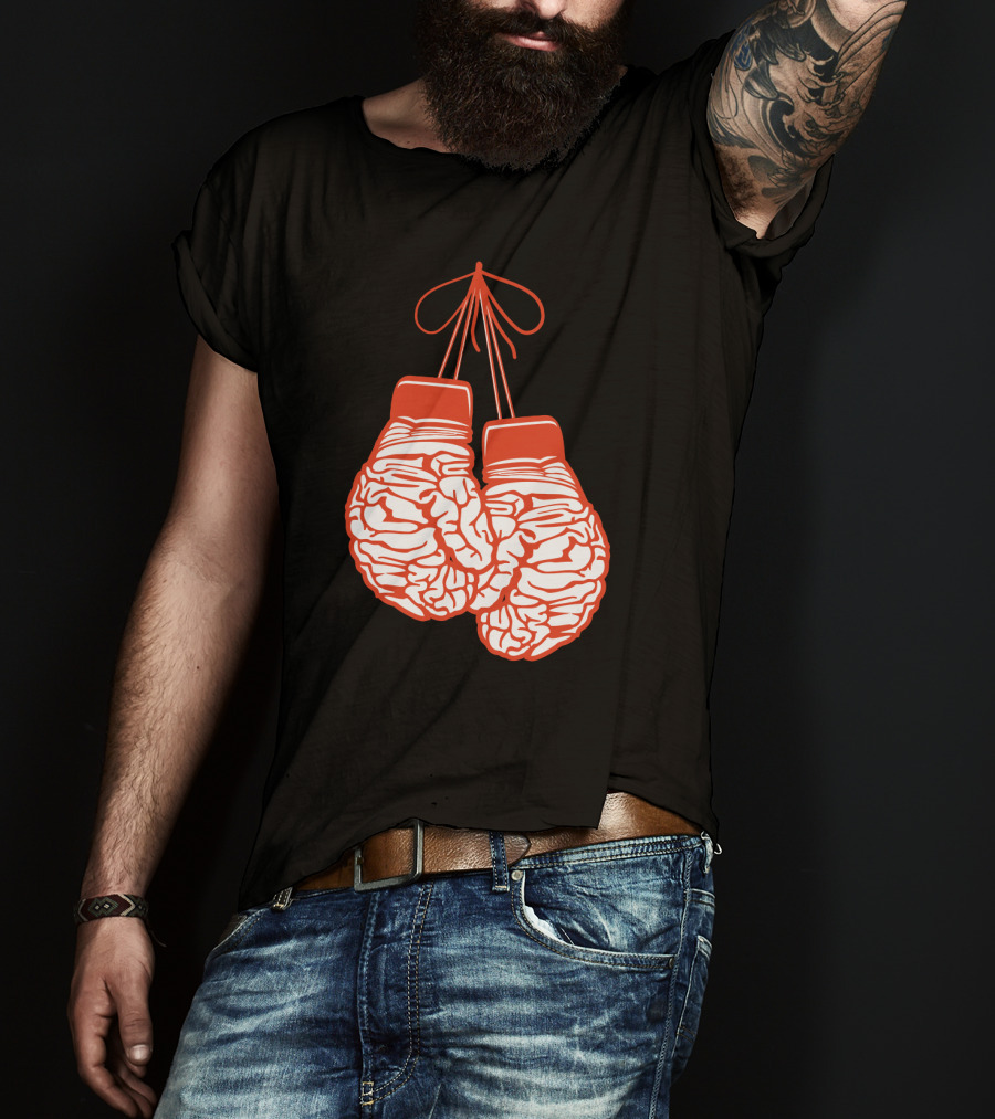 Brain-Shaped Boxing Gloves Boxer Brain Training Gym T-Shirt