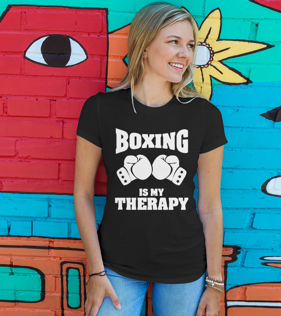 Boxing Gloves Icon Boxing Is My Therapy T-Shirt