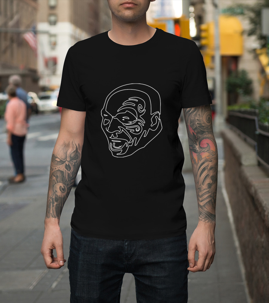 Mike Tyson Line Art Face Tattoo Boxing 2 T-Shirt