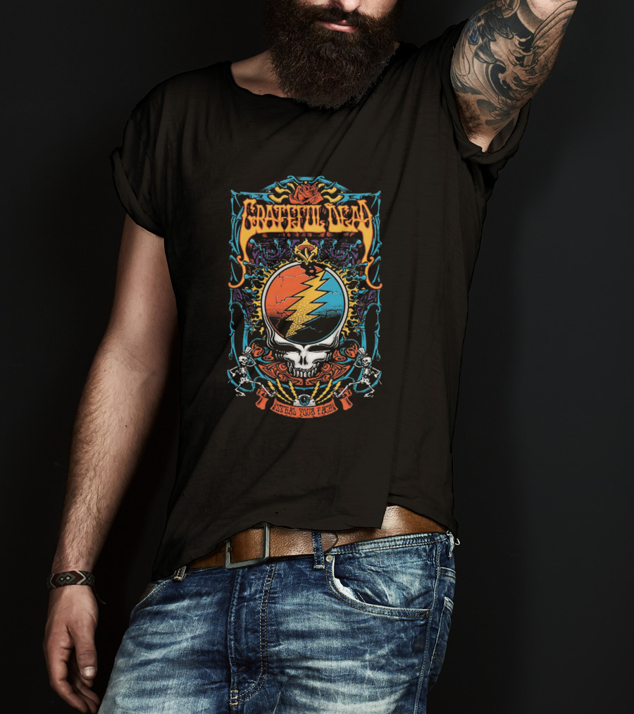Grateful Dead Steal Your Face Lightning Skull Psychedelic Art T-Shirt