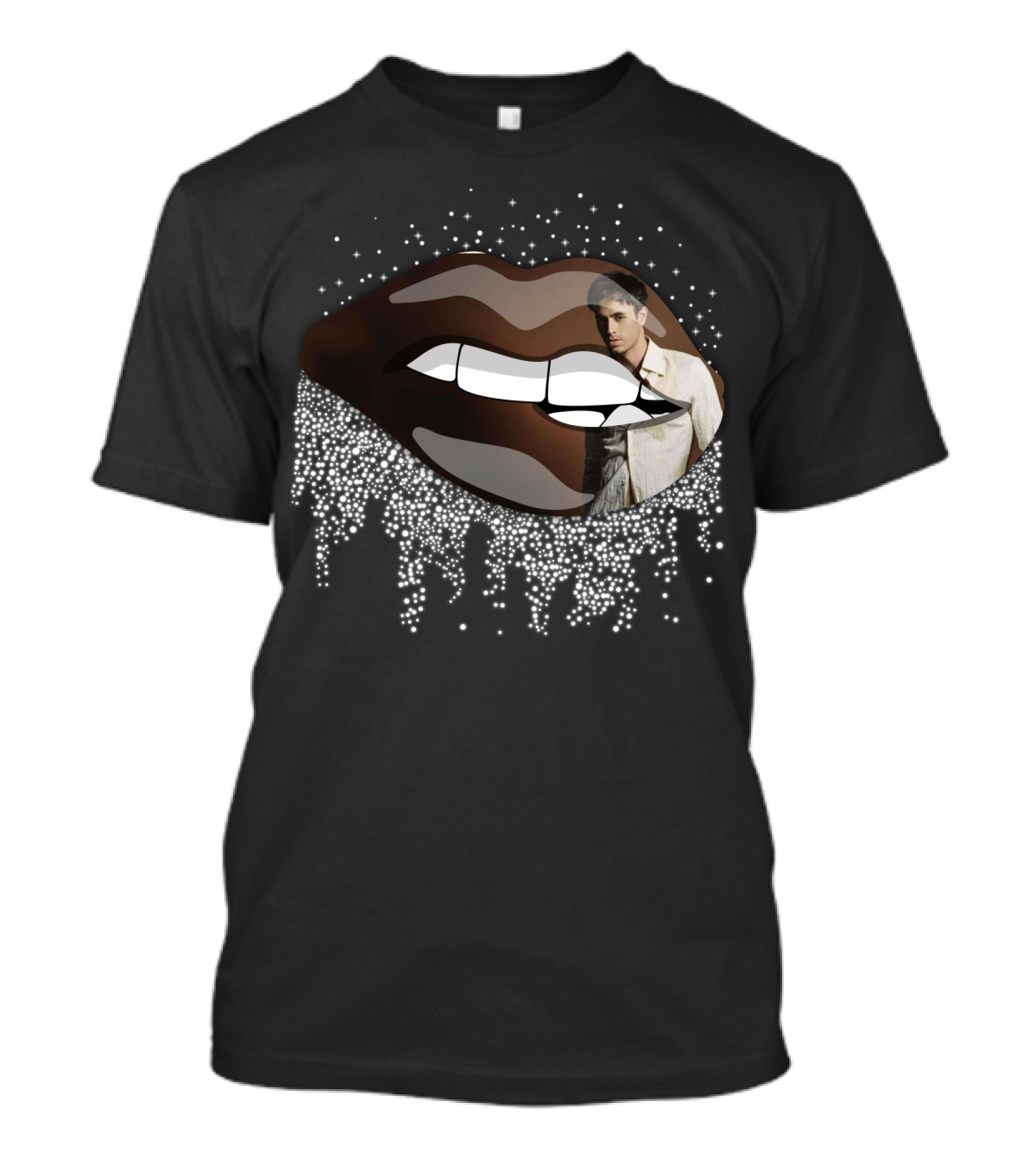 Enrique Iglesias Graphic With Sparkling Lips T-Shirt