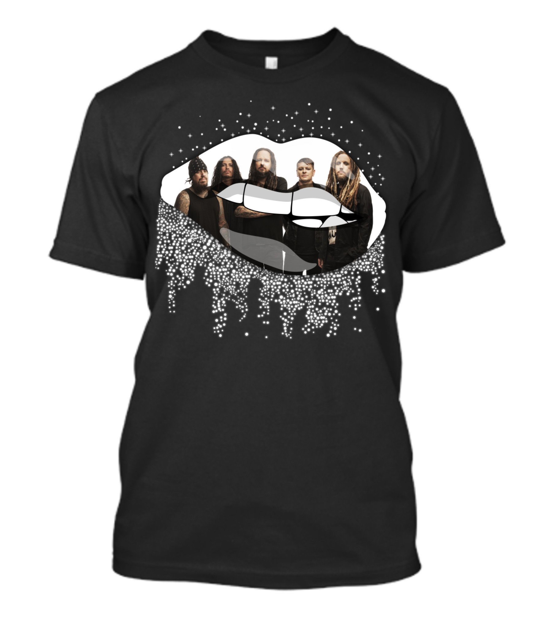 Korn Band Members Inside Dripping Sparkling Lips T-Shirt