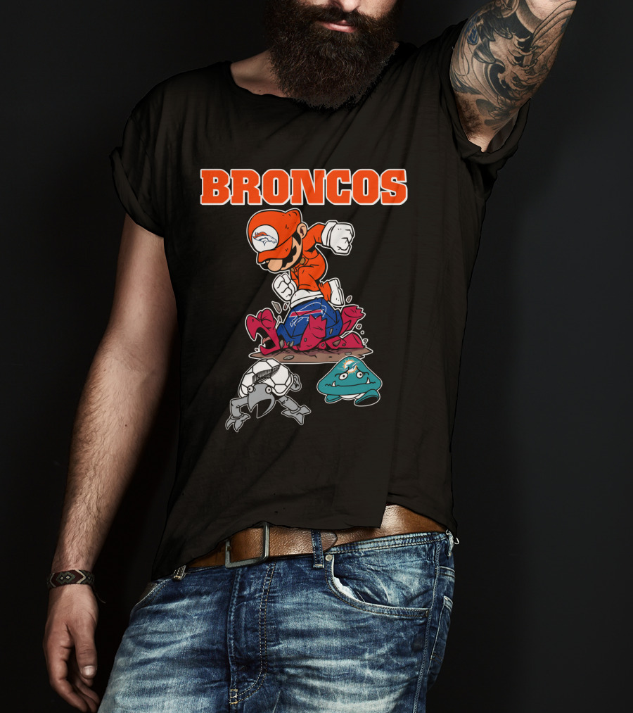 Broncos Denver Mario Jumping Over Enemies T-Shirt
