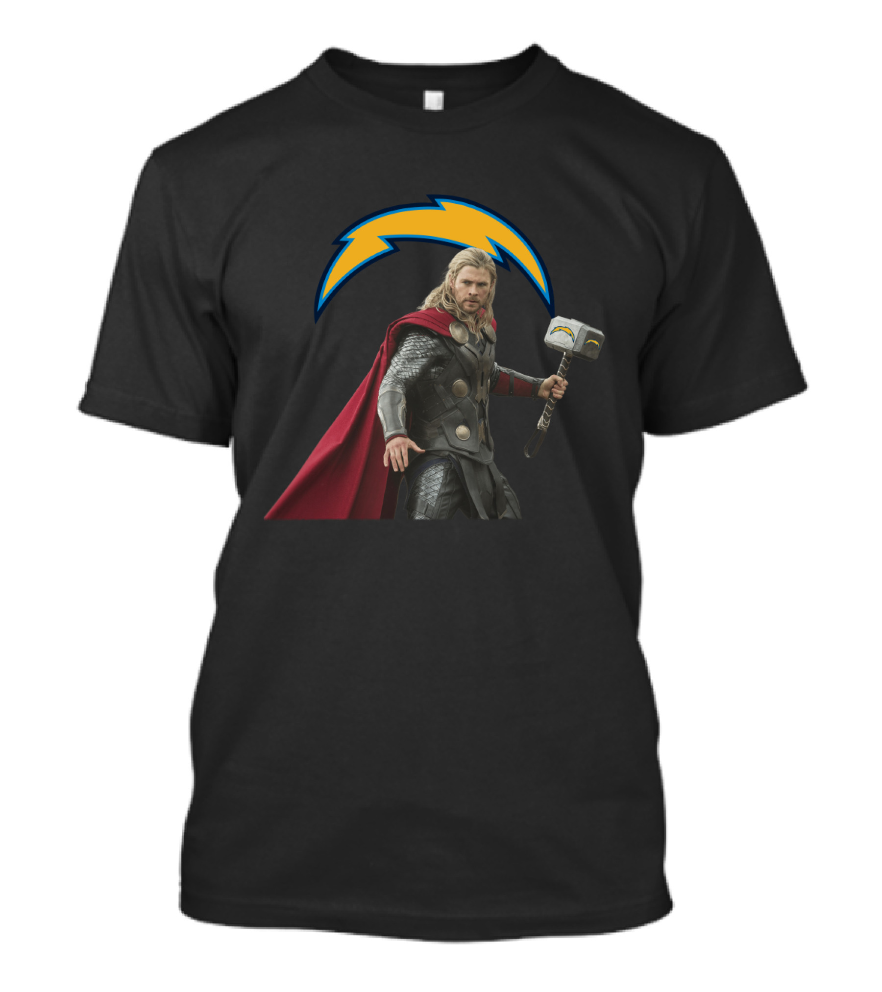 Los Angeles Chargers Thor Lightning Hammer Crossover T-Shirt
