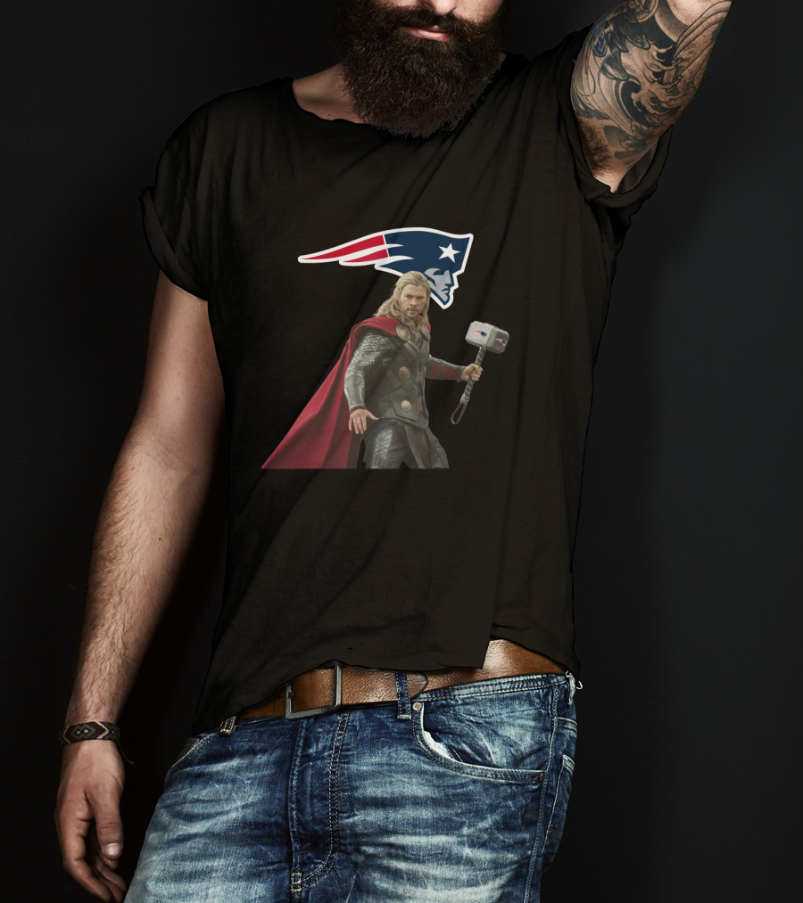 Patriots Thor Crossover Mjolnir Nfl Tribute T-Shirt