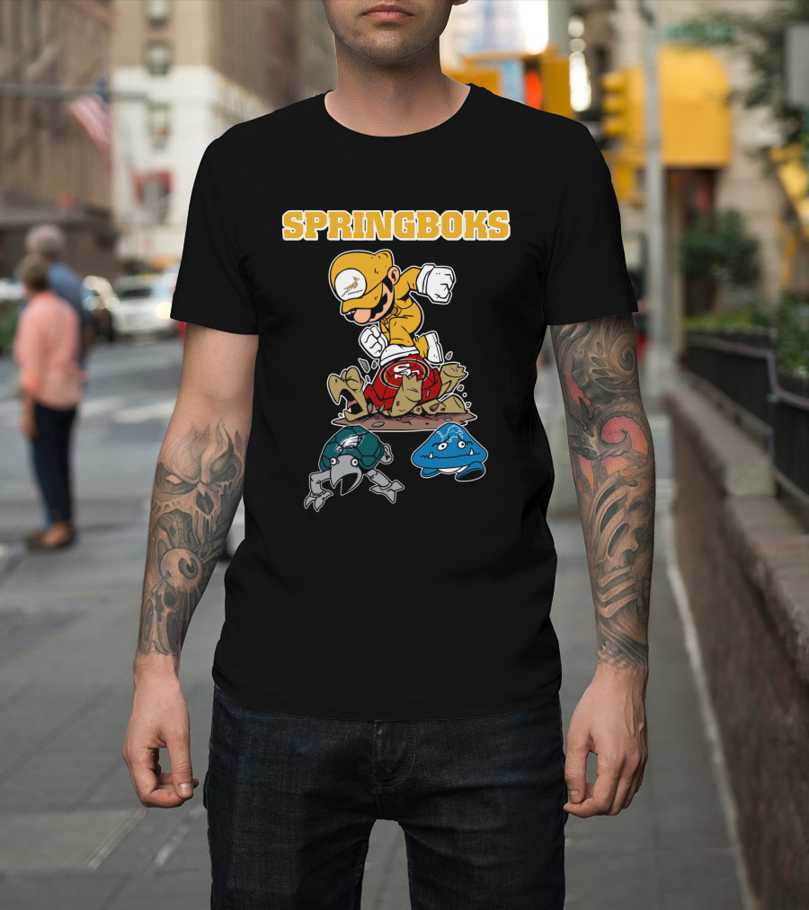 Springboks Jumping Character Over Enemies T-Shirt