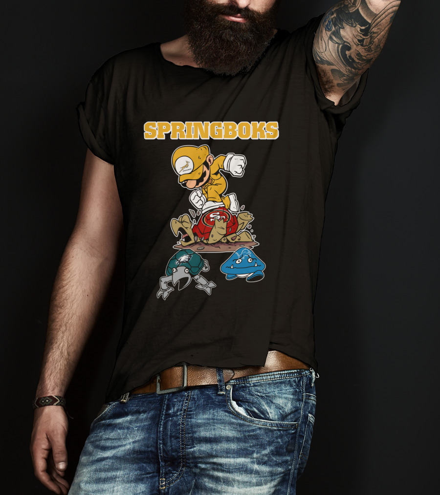 Springboks Jumping Character Over Enemies T-Shirt