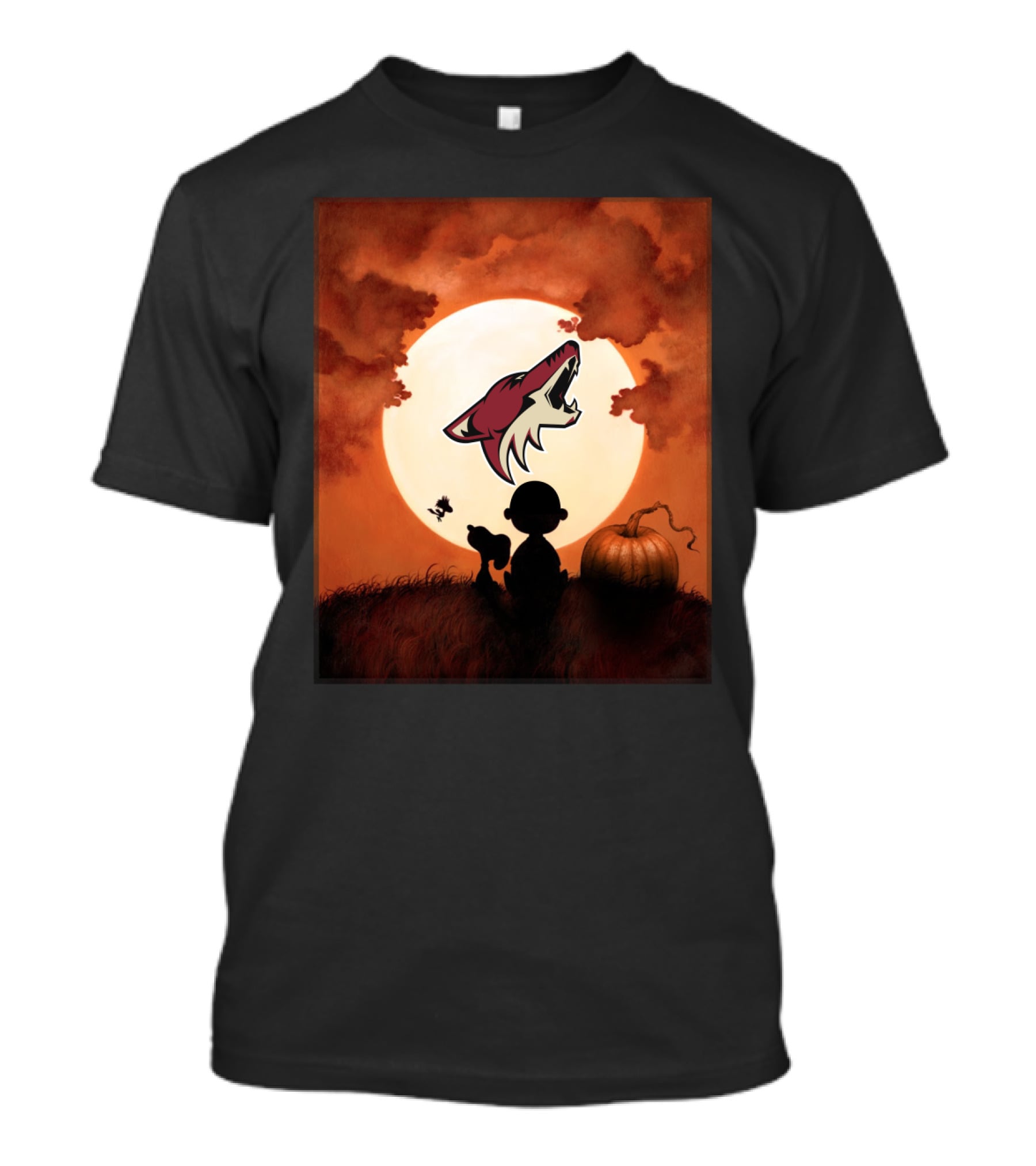 Arizona Coyotes Halloween Full Moon Pumpkin Scene T-Shirt