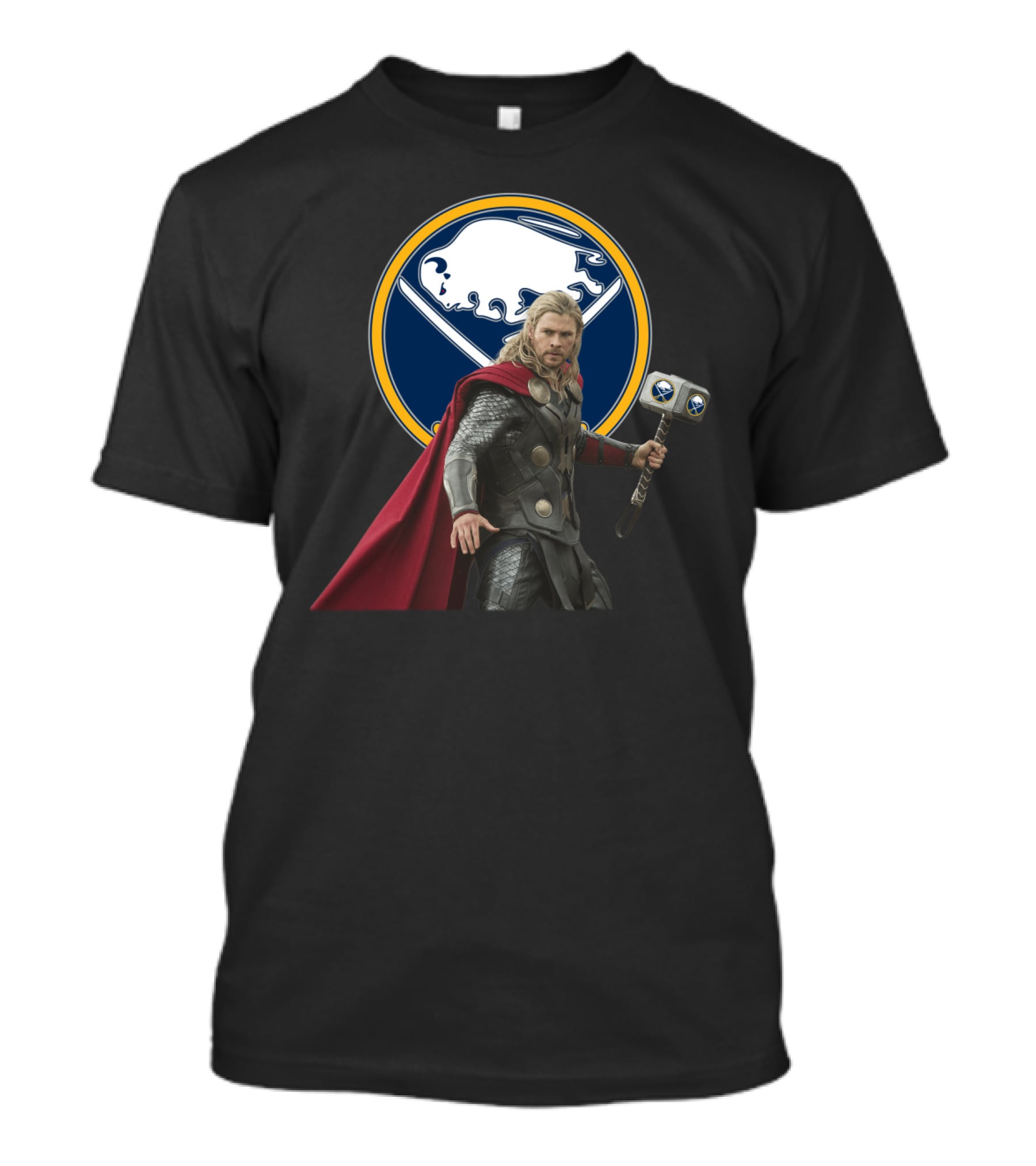Buffalo Sabres Thor Crossover With Mjolnir And Sabres T-Shirt