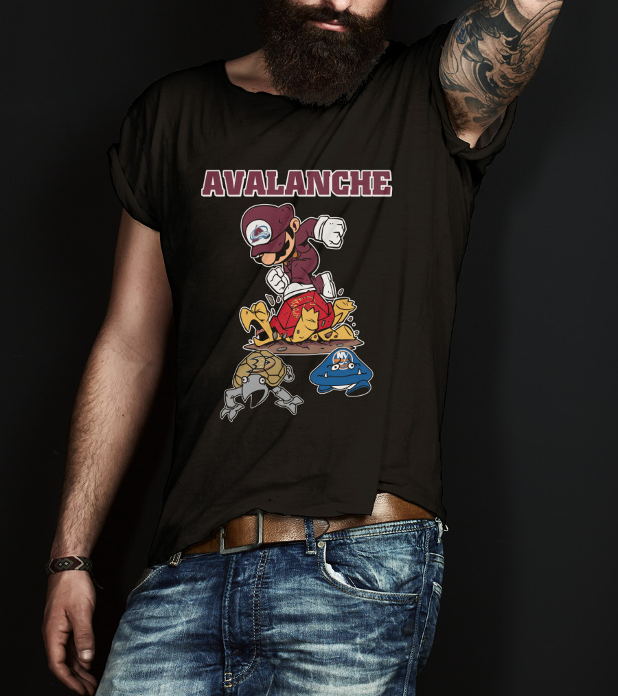 Avalanche Colorado Mario Hockey Theme T-Shirt