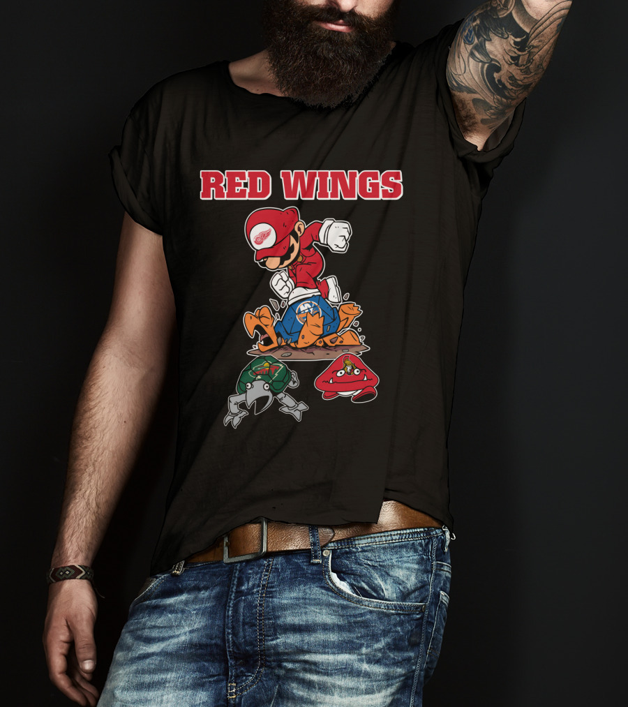 Red Wings Retro Cartoon Mascot T-Shirt