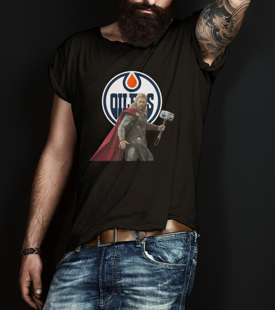 Edmonton Oilers Marvel Thor Hammer T-Shirt