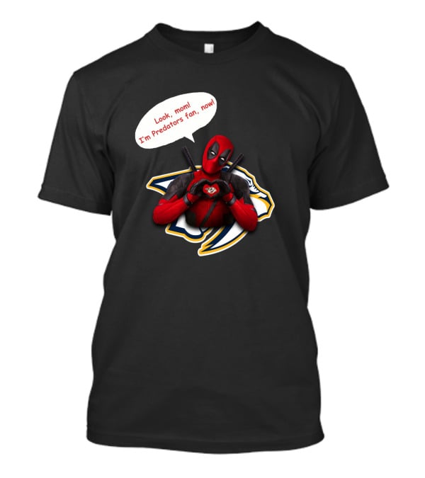 Nashville Predators Fan Now With Deadpool Image And Text T-Shirt