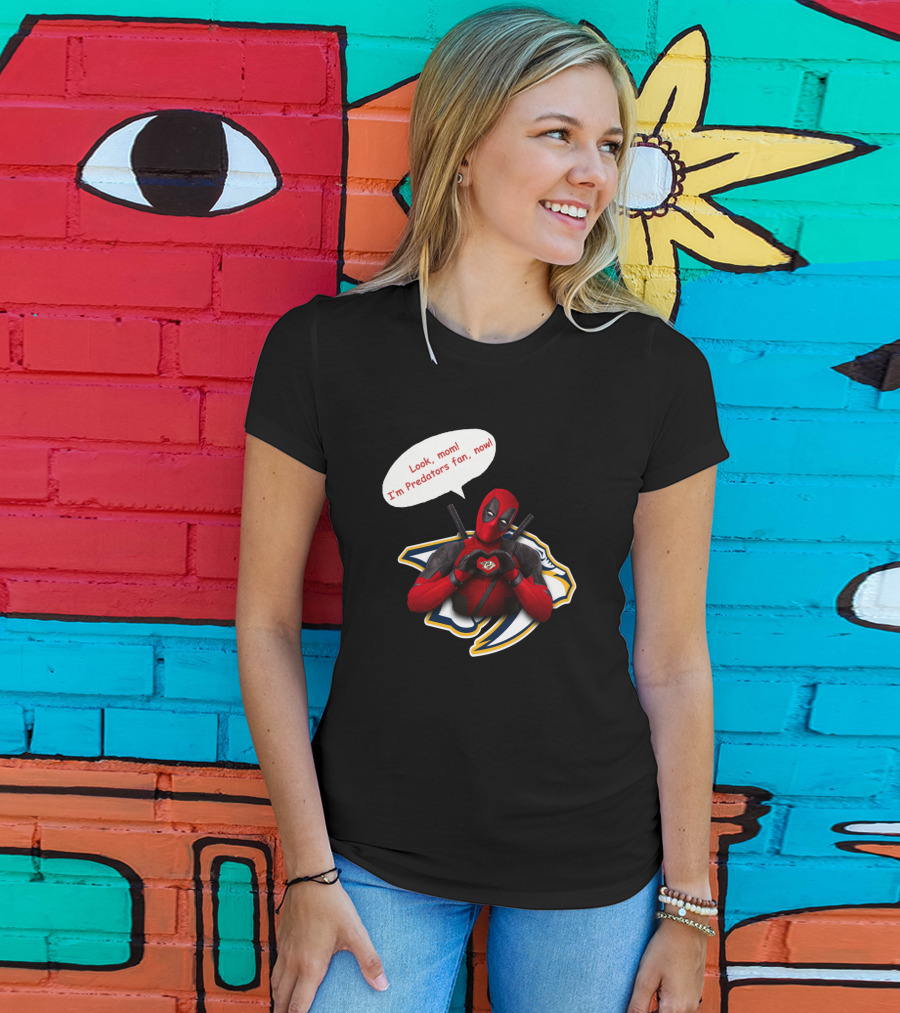 Nashville Predators Fan Now With Deadpool Image And Text T-Shirt