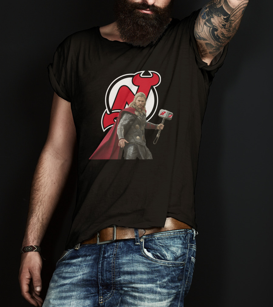 New Jersey Devils Thor Mjolnir Logo Mashup T-Shirt