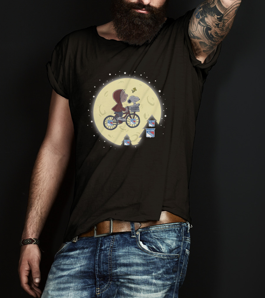 New York Rangers Halloween Moon Ride With Snoopy T-Shirt