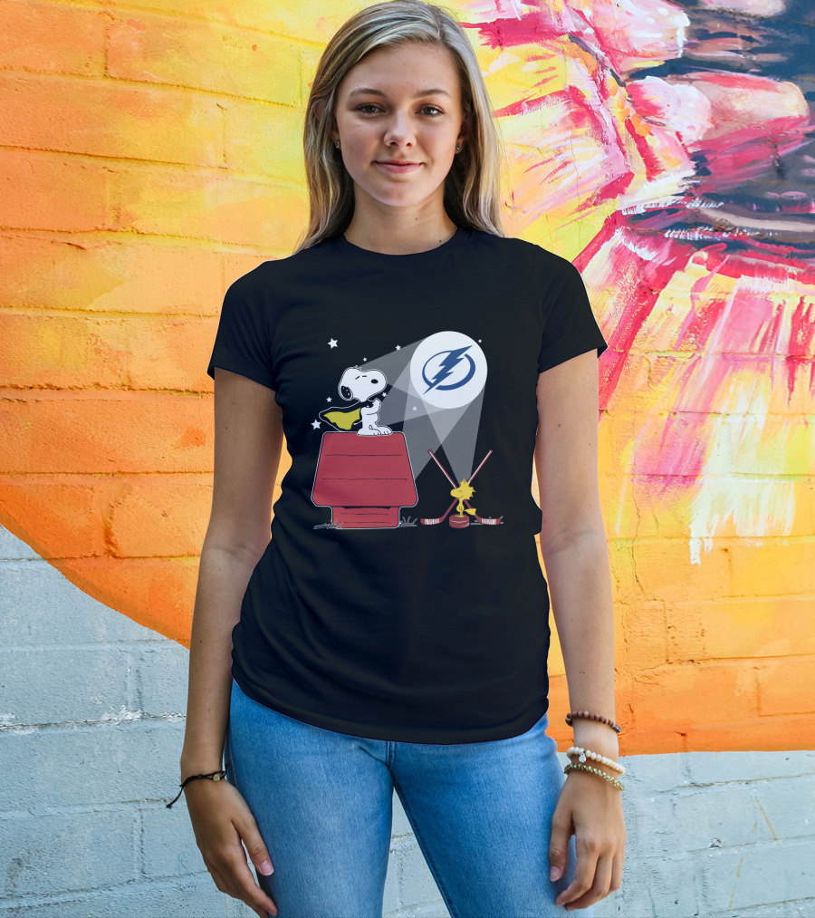 Tampa Bay Lightning Snoopy Woodstock Nhl Peanuts Crossover T-Shirt