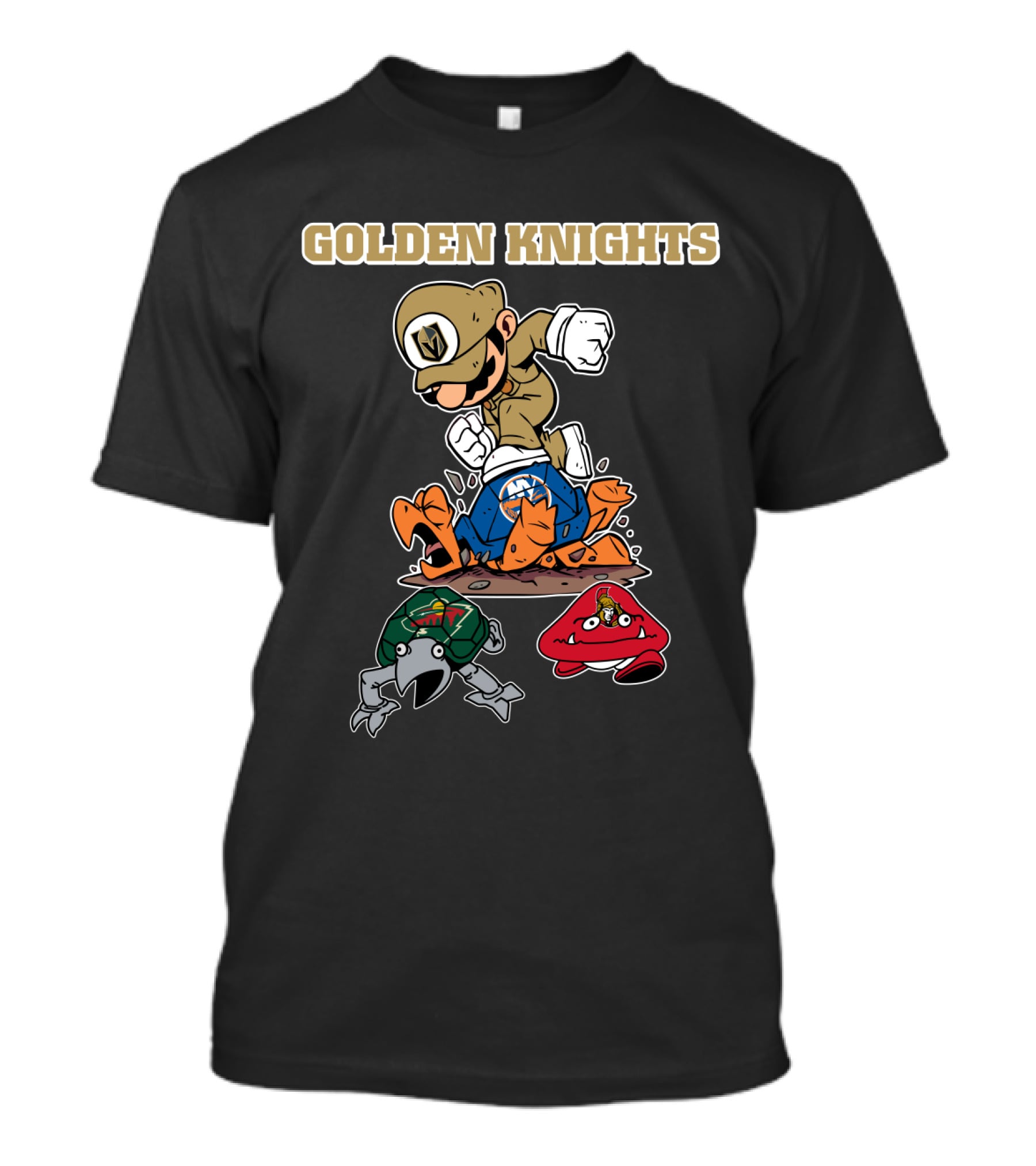 Golden Knights Knights Battling Iconic Video Game Characters T-Shirt